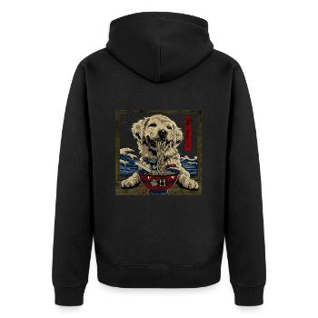 Motif Chien Manga Ramen Nouille Chien Anime Art - Veste à capuche bio Premium Unisexe - noir - Dos - Nico (187cm)