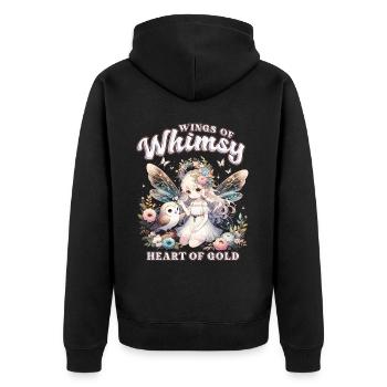 Fee Fairy Fairycore - Unisex Premium Bio Zip Hoodie - Schwarz - Hinten - Nico (187cm)