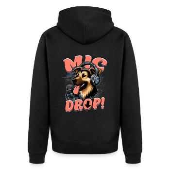 Podcast Podcaster Podcasting Mic Drop! - Unisex Premium Bio Zip Hoodie - Schwarz - Hinten - Nico (187cm)