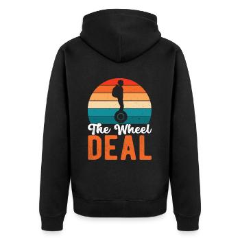 EUC Monowheel - Unisex Premium Bio Zip Hoodie - Schwarz - Hinten - Nico (187cm)