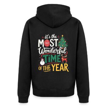 Noël Réveillon de Noël La plus belle période de l’année - Veste à capuche bio Premium Unisexe - noir - Dos - Nico (187cm)