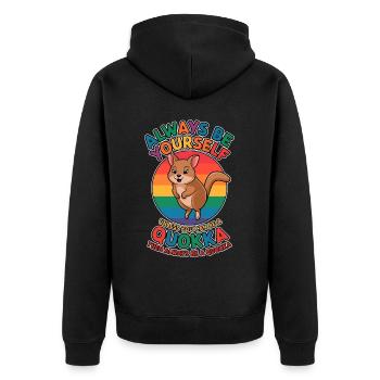 Quokka Spruch Australien Lustiges Quokka Geschenk - Unisex Premium Bio Zip Hoodie - Schwarz - Hinten - Nico (187cm)
