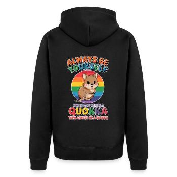 Quokka Spruch Australien Lustiges Quokka Geschenk - Unisex Premium Bio Zip Hoodie - Schwarz - Hinten - Nico (187cm)