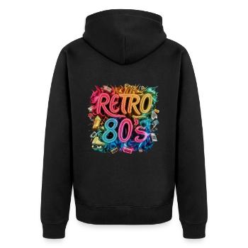 I Love The 80s für alle die 80s lieben - Unisex Premium Bio Zip Hoodie - Schwarz - Hinten - Nico (187cm)