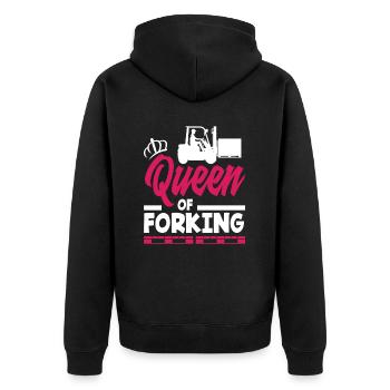 Queen Of Forking - Forklift Women Power - Unisex Premium Organic Zip Hoodie - black - Back - Nico (187cm)