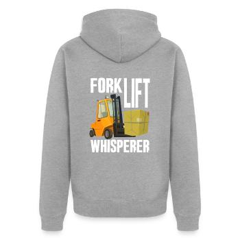 Gabelstapler Flüsterer - Unisex Premium Bio Zip Hoodie - Grau meliert - Hinten - Nico (187cm)