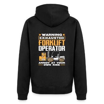 Avertissement conducteur de chariot élévateur épuisé problème sur - Veste à capuche bio Premium Unisexe - noir - Dos - Nico (187cm)
