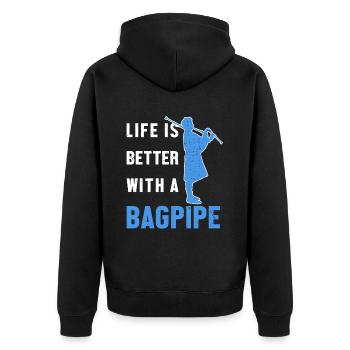 La vie est meilleure avec un joueur de cornemuse - Veste à capuche bio Premium Unisexe - noir - Dos - Nico (187cm)