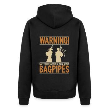 Kann spontan über Dudelsack sprechen Blasrohr - Unisex Premium Bio Zip Hoodie - Schwarz - Hinten - Nico (187cm)