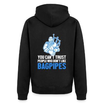 Je ne peux pas faire confiance aux gens qui n’aiment pas la cornemuse - Veste à capuche bio Premium Unisexe - noir - Dos - Nico (187cm)