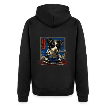 Motif Chien Manga Ramen Nouille Chien Anime Art - Veste à capuche bio Premium Unisexe - noir - Dos - Nico (187cm)