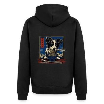 Motif Chien Manga Ramen Nouille Chien Anime Art - Veste à capuche bio Premium Unisexe - noir - Dos - Nico (187cm)