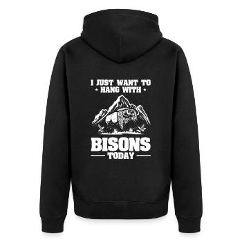 Buffalo Bison - Unisex Premium Organic Zip Hoodie - black - Back - Nico (187cm)