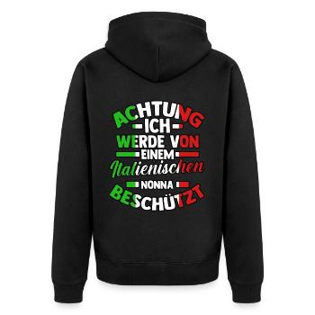 Italia Italiener Oma Nonna Italienisch Italien - Unisex Premium Bio Zip Hoodie - Schwarz - Hinten - Nico (187cm)
