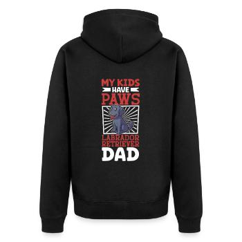 Labrador Retriever Papa - Unisex Premium Bio Zip Hoodie - Schwarz - Hinten - Nico (187cm)