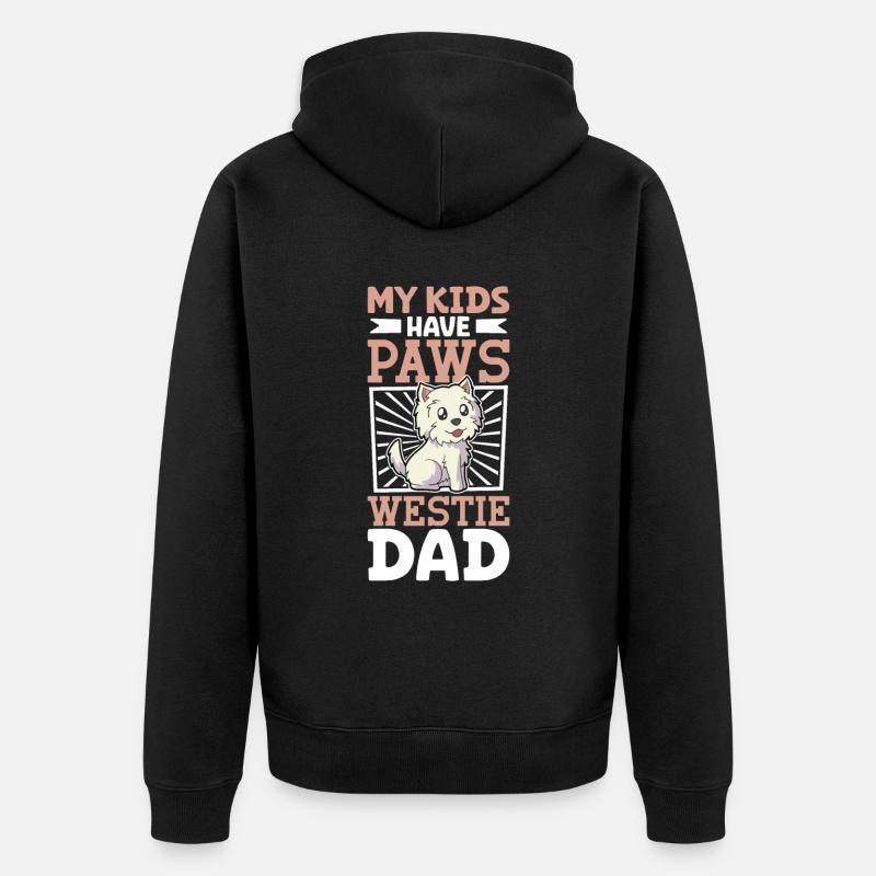 Papa West Highland Terrier - Veste à capuche bio Premium Unisexe - noir