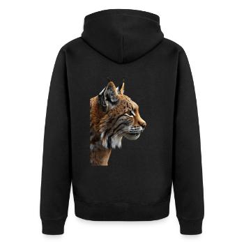 Bobcat - Unisex Premium Organic Zip Hoodie - black - Back - Nico (187cm)