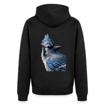Blue jay - Unisex Premium Organic Zip Hoodie - black - Back - Nico (187cm)
