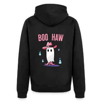 Cute Cowboy Ghost Says Boo Haw - Unisex Premium Organic Zip Hoodie - black - Back - Nico (187cm)