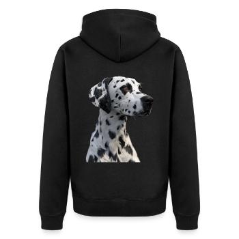 Dalmatian - Unisex Premium Organic Zip Hoodie - black - Back - Nico (187cm)