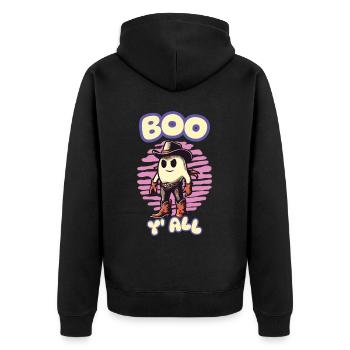 Boo y'all Cowboy Gespenster Gute Laune Gespenster - Unisex Premium Bio Zip Hoodie - Schwarz - Hinten - Nico (187cm)