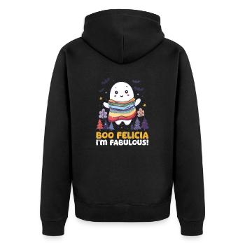 Gay Halloween Boo Felicia, I'M Fabulous! - Unisex Premium Organic Zip Hoodie - black - Back - Nico (187cm)