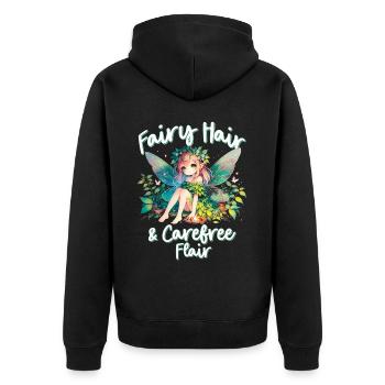 Fee Fairy Fairycore - Unisex Premium Bio Zip Hoodie - Schwarz - Hinten - Nico (187cm)