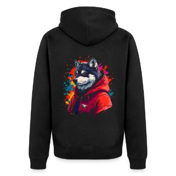 Hip Hop Wolf Vintage Streetwear urbain - Veste à capuche bio Premium Unisexe - noir - Dos - Nico (187cm)