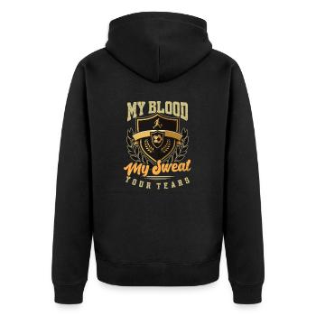 Joueur de football Mon sang Transpire tes larmes - Veste à capuche bio Premium Unisexe - noir - Dos - Nico (187cm)