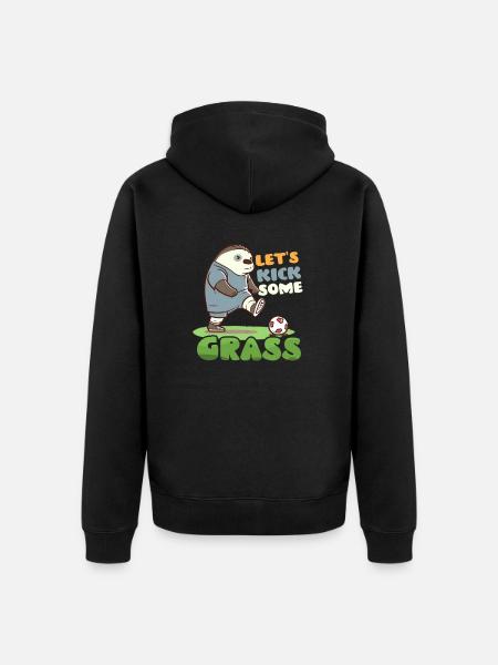 Soccer Player Kick Some Grass - Unisex Premium Organic Zip Hoodie - black