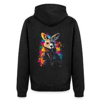 Hip Hop Kangaroo Vintage Urban Streetwear - Unisex Premium Organic Zip Hoodie - black - Back - Nico (187cm)