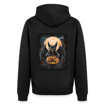 Cadeau d’Halloween Femmes Chauve-souris Hommes Enfants - Veste à capuche bio Premium Unisexe - noir - Dos - Nico (187cm)