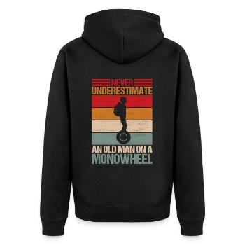 EUC Monowheel - Unisex Premium Organic Zip Hoodie - black - Back - Nico (187cm)
