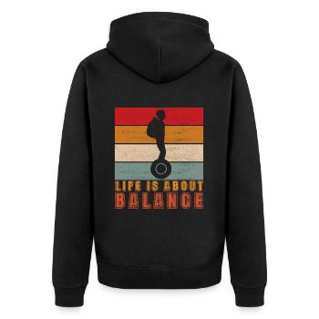 EUC Monowheel - Unisex Premium Bio Zip Hoodie - Schwarz - Hinten - Nico (187cm)