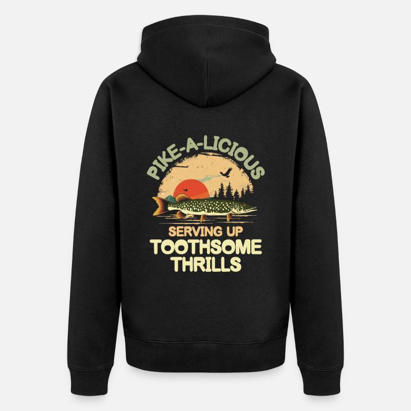 Pike-a-licious Serving Up Toothsome Thrills - Unisex Premium Bio Zip Hoodie - Schwarz