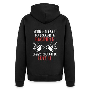 Geschickt genug, um ein Dudelsackspieler zu werden Blasrohr - Unisex Premium Bio Zip Hoodie - Schwarz - Hinten - Nico (187cm)