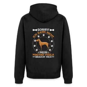 Magyar Vizsla needs me pointing dog - Unisex Premium Organic Zip Hoodie - black - Back - Nico (187cm)