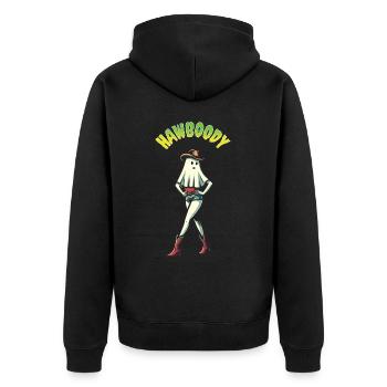 Cowboy Girl Ghost Funny Hawboody Saying - Unisex Premium Organic Zip Hoodie - black - Back - Nico (187cm)