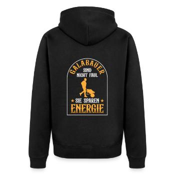 Galabauer ist nicht faul Landschaftsbauer - Unisex Premium Bio Zip Hoodie - Schwarz - Hinten - Nico (187cm)
