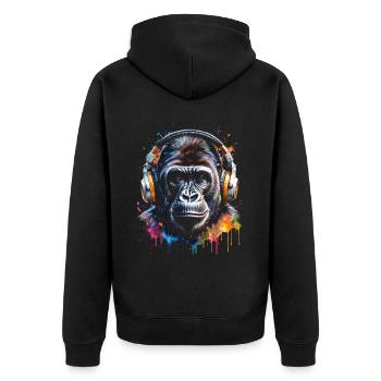Casque Gorille Singe Coloré Animal Design Imprimer - Veste à capuche bio Premium Unisexe - noir - Dos - Nico (187cm)