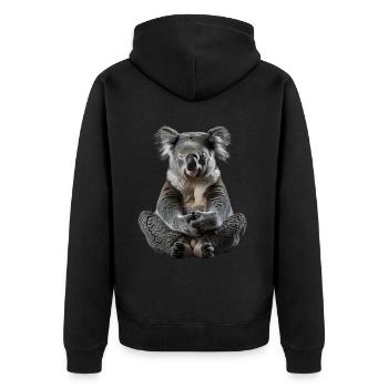 Koala - Unisex Premium Bio Zip Hoodie - Schwarz - Hinten - Nico (187cm)