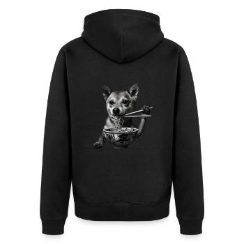 Motif Chien Manga Ramen Nouille Chien Anime Art - Veste à capuche bio Premium Unisexe - noir - Dos - Nico (187cm)