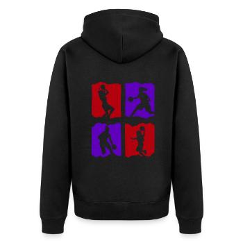 Basketball Tshirt B-Ball Dunking Rebound Player - Unisex Premium Organic Zip Hoodie - black - Back - Nico (187cm)