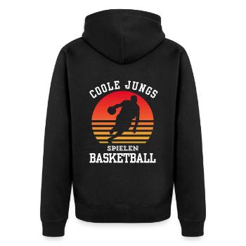 Basketball Tshirt B-Ball Dunking Rebound Player - Unisex Premium Organic Zip Hoodie - black - Back - Nico (187cm)