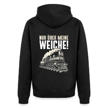 Railway Model Railway Steam Locomotive Trains - Unisex Premium Organic Zip Hoodie - black - Back - Nico (187cm)