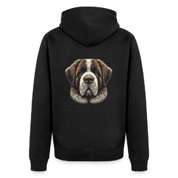 Bernhardiner Fingerabdruck - Unisex Premium Bio Zip Hoodie - Schwarz - Hinten - Nico (187cm)