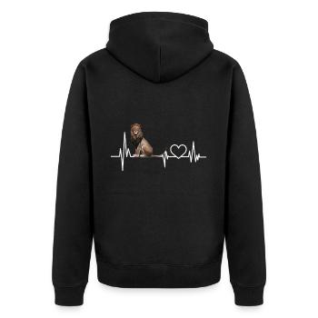 Lion - Unisex Premium Organic Zip Hoodie - black - Back - Nico (187cm)