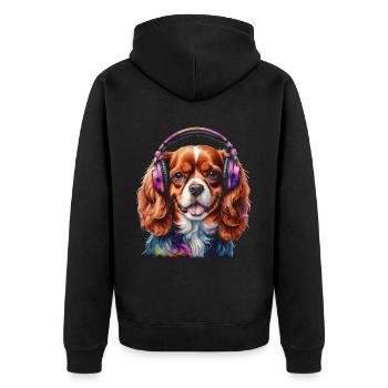 Cavalier King Charles Spaniel Casque Dog Print - Veste à capuche bio Premium Unisexe - noir - Dos - Nico (187cm)