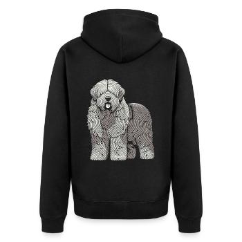 Empreinte digitale du vieux berger anglais Bobtail - Veste à capuche bio Premium Unisexe - noir - Dos - Nico (187cm)