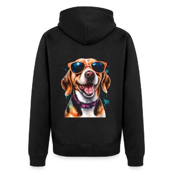 Beagle Sunglasses Dog Funny Animal Design Print - Unisex Premium Organic Zip Hoodie - black - Back - Nico (187cm)